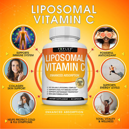 🔥 Toplux Nutrition - Vitamina C Liposomal (2100 mg - 90 Cápsulas) 🔥